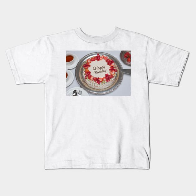 Happy Birthday Strawberry Cake Kids T-Shirt by Christine aka stine1